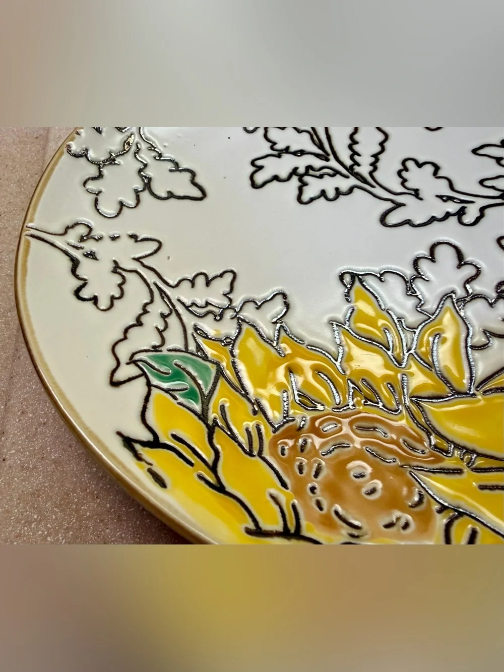 Gilded Sunflower by Spectrum Designz Oval Ceramic Serving Platter - Yellow NWT